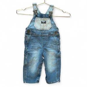 Vintage OshKosh B’gosh Hickory Stripe Denim Overalls –Classic Baby Americana 18M
